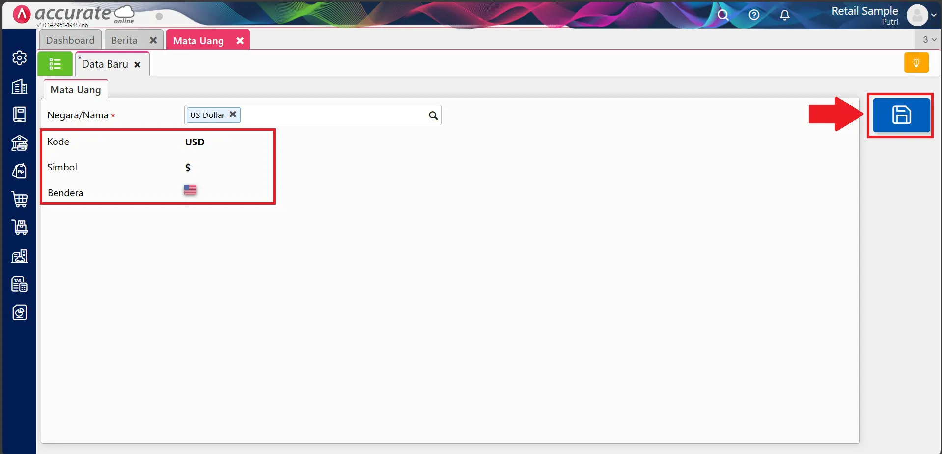 fitur mata uang Accurate Online